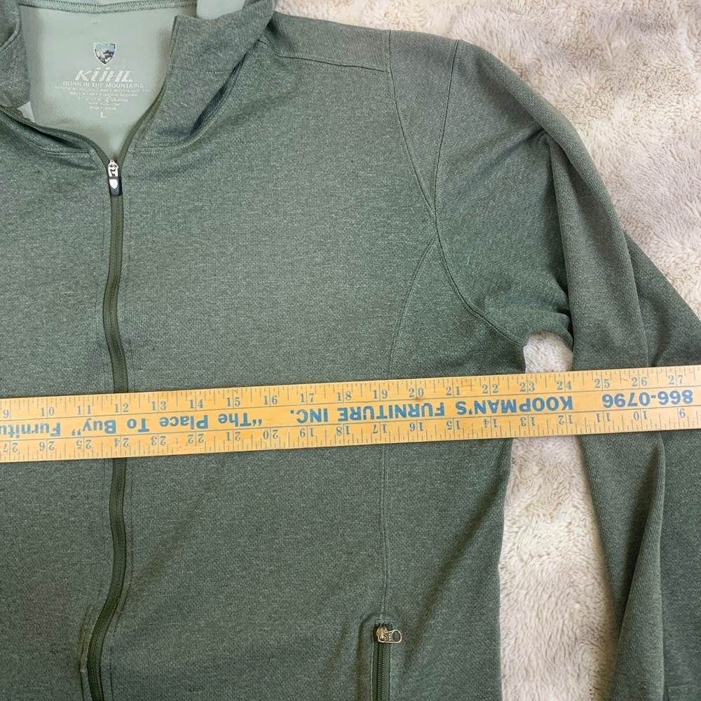 Kuhl Mens Full Zip Hoodie Green Heathered Performance Pullover Thumbholes Large - Picture 3 of 11